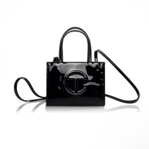 Telfar Black Patent small shopping Handbag new